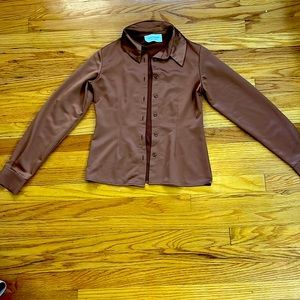 Metallic bronze brown button down fitted shirt ASOS collusion
